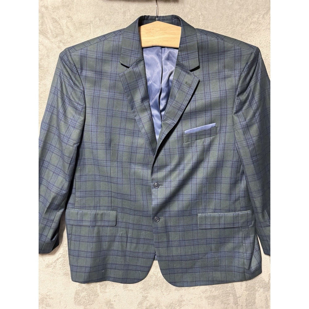 Oak Hill Sport Coat‎ Mens 2 XLT 50-52 Green Window Pane Check Blazer